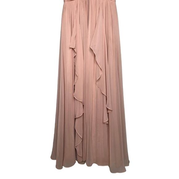 Eliza J Lace Bodice Chiffon Ruffle Tiered Maxi Gown in Blush Pink Size 4 - Picture 8 of 12